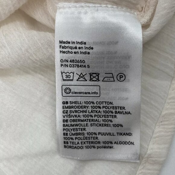 Divided H&M Women's Embroidered Gauze Top Blouse Shirt Cold Shoulder Tassels 8 - Picture 7 of 8